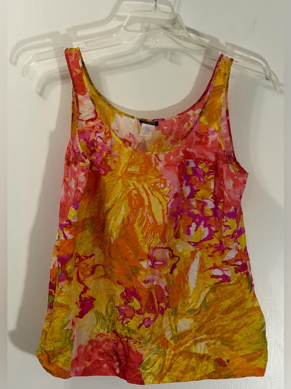 J. Crew Floral Scoop Neck Tank Top in Yellow, Red, Pink, & Yellow